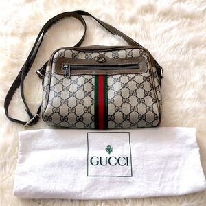 Authentic Rare Gucci Sherry vintage web Ophidia GG Supreme coated Canvas